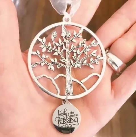 Christmas Silver Alloy Hanging Ornament Heart Star Snowman Tree of Life Pendant For Family Friends Decoration Gift