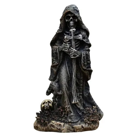 Halloween Skull Reaper Resin Ornament Gothic Cross Grim Reaper Statue Festive Tabletop Decoration Haunted House Prop Gift
