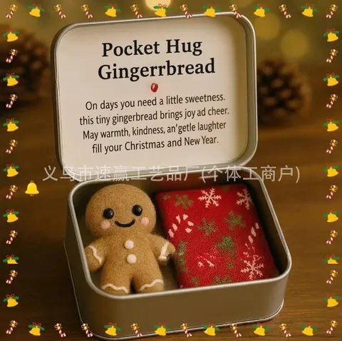 Süße Weihnachten Pocket Hug Filzpuppe Minifigur In Blechdose Saisonale Begrüßung Dekoration Geschenk Für Geliebte