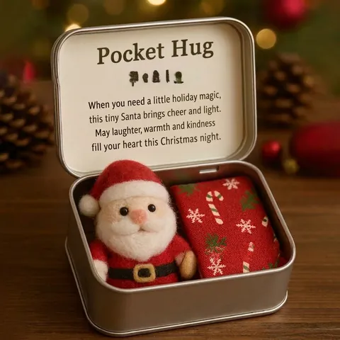 Süße Weihnachten Pocket Hug Filzpuppe Minifigur In Blechdose Saisonale Begrüßung Dekoration Geschenk Für Geliebte