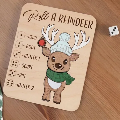 Tablero de Juego Educativo de Madera de Navidad Tablero de Juego Roll A Santa Reindeer Con Dados Para Regalo Niños