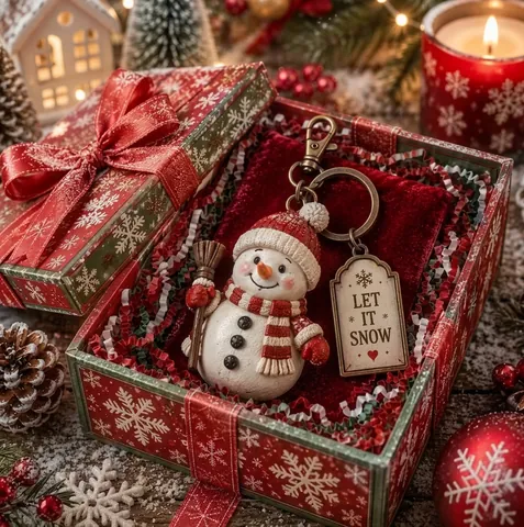 Juego de Caja de Regalo de Llavero de Personajes de Navidad Resina PET Plástico Aleación de Zinc Regalo de Vacaciones
