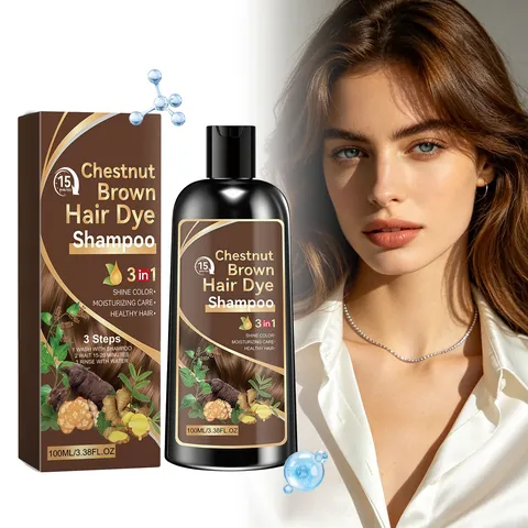 Kastanienbraun Pflanzenextrakt Haarfärbe Shampoo Dreifachwirkung Feuchtigkeitsspendend Farbfixierung Glattes Haarfärbe Shampoo Für Damen Herren