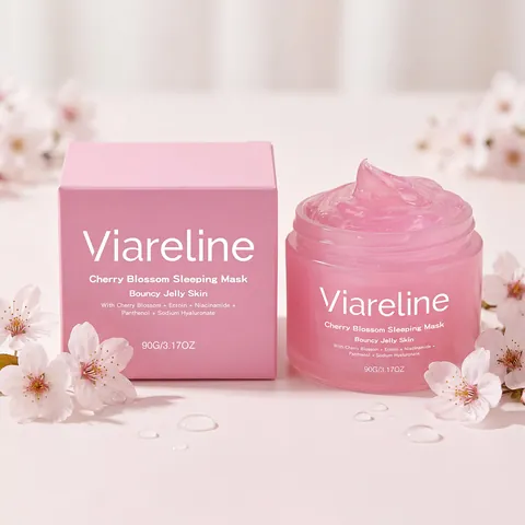 Masque de Nuit Élastique à la Fleur de Cerisier Crème Gel Hydratante pour les Soins du Visage Masque Nourrissant Réparateur
