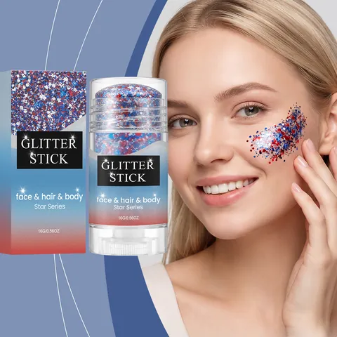 Star Series Bastoncino Brillantini per Viso Capelli e Corpo Rosso Bianco Blu Shimmer Crema Trucco per Feste Festival Palcoscenico