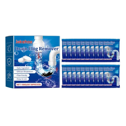 Jakehoe Drain Clog Remover Effervescent Tablets Pipe Dredging Agent For Toilet Kitchen Bathroom Sewer Cleaning Maintenance