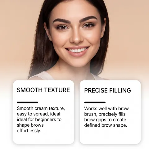 Pommade à Sourcils Imperméable Zephoco Noir Crème à Sourcils Avec Pinceau Double Face Tenue Longue Durée pour Femmes