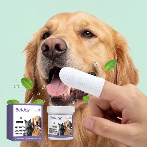 EelJoy Pet Teeth Cleaning Finger Wipes Oral Care Gentle Wipes For Dogs And Cats Fresh Breath Plaque Remover Dental Care Pet Supplies