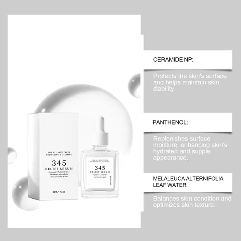 Relief Serum Face Moisturizing Soothing Essence with Ceramide Panthenol Tea Tree Leaf Water for Sensitive Skin Daily Skin Care
