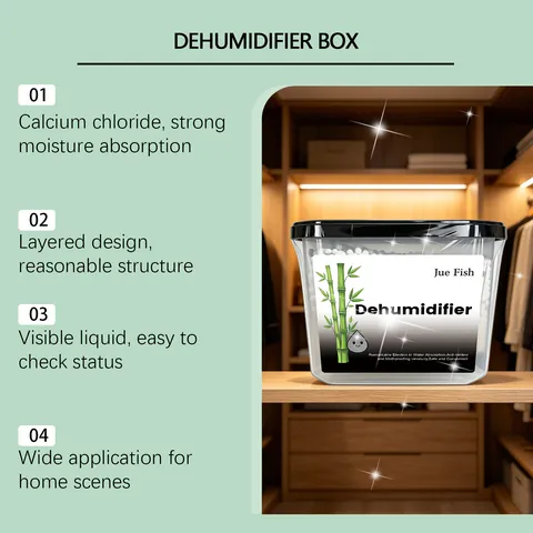 Jue Fish Home Dehumidifier Box For Wardrobe Closet Plastic Moisture Absorber Calcium Chloride Desiccant Mold Proof Box
