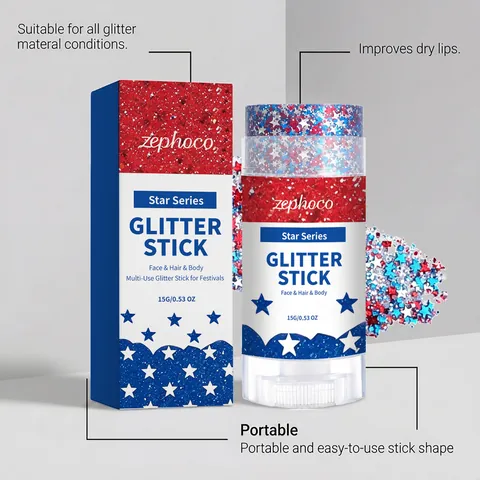 Star Series Stick Glitter per Feste Multifunzionale Paillettes a Stella per Viso Capelli Corpo Trucco Festivo