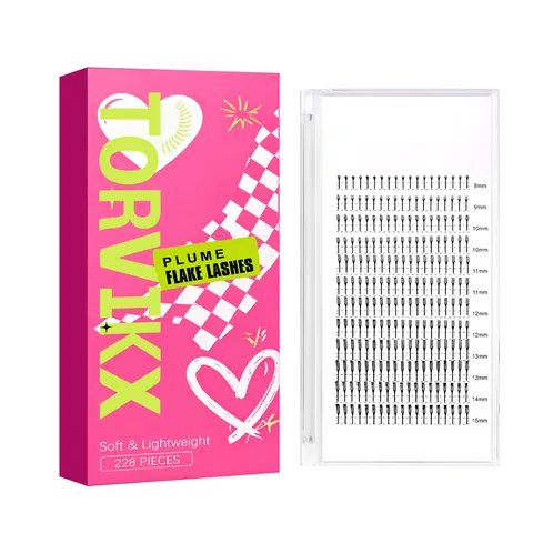 TORVIKX Plume Flake Ciglia Finte a Grappolo Singolo Naturali Morbide Leggere Ventagli Pre-fatti Extension Ciglia Stile Manga