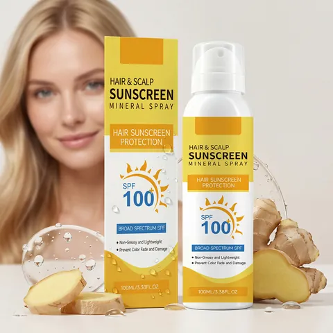 Spray Mineral de Protección Solar para Cabello y Cuero Cabelludo SPF 100 Plus Espectro Completo Refrescante No Graso Cuidado Capilar