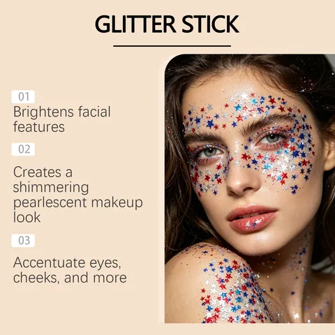 Zephoco Stick Trucco Glitter a Stella per Viso Corpo Capelli Gel Glitterato con Paillettes a Stella per Trucco da Festa