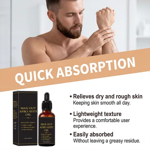 Aceite Esencial de Cuidado para Hombres Fórmula de Hierbas Aceite de Masaje Corporal Textura Ligera Absorción Rápida Hidratante Hombre