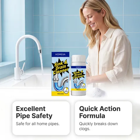HOMEXA Efficient Sink And Drain Cleaner Powder Pipeline Dredge Agent Safe For All Pipes Clog Remover For Kitchen Bathroom