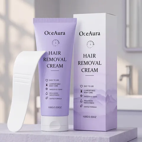 Crème Dépilatoire Douce OceAura pour Femmes Peau Lisse et Propre Hydratant Dissolvant de Poils Corporels Longue Durée Avec Grattoir