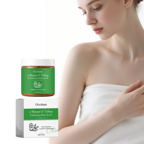 OCEAURA Honey Almond Body Scrub Exfoliating Gentle Moisturizing Daily Body Care Cream For Smooth And Silky Skin
