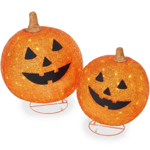 Outdoor Halloween Pompoen Lantaarn LED Verlicht Jack-O-Lantern Metaal Stof Decor Voor Tuin Feestelijke Feestversiering