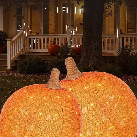 Outdoor Halloween Pompoen Lantaarn LED Verlicht Jack-O-Lantern Metaal Stof Decor Voor Tuin Feestelijke Feestversiering