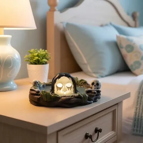 Halloween Harz Geist Totenkopf Aschenbecher Nachtlicht Horror Wassergeist Desktop Ornament Gotische Skulptur Party Home Decor