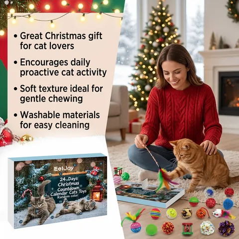 Kerst Adventskalender Voor Katten Aftellen Blind Box Kittens Interactief Speelgoed Inclusief Muis Bellen Veren Ballen