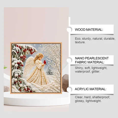 DIY Christmas Angel Diamond Painting Art Kit Wood Frame 3D Archangel Artificial Pearl Rhinestone Handmade Holiday Home Decor
