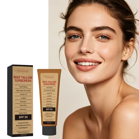 Protector Solar Hidratante de Sebo de Vaca SPF 50 Protección Física de Amplio Espectro Para Cara y Cuerpo Crema de Cuidado de Piel Diario