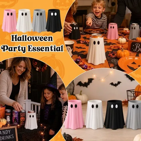 Porta Lattine Fantasma di Halloween in Plastica Stampato in 3D Supporto per Bevande Apribottiglie Fantasma Decorazione Festa