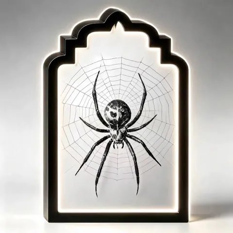 Halloween Hologram Ghost Mirror LED Light Gothic Skeleton Witch Spider 3D Visual Atmosphere Wall Hanging Decorative Lamp