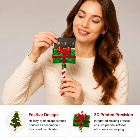Stampa 3D di Natale Accessori Foto Portatili Fiocco di Neve Omino Pan di Zenzero Albero Portacarte Decorazione