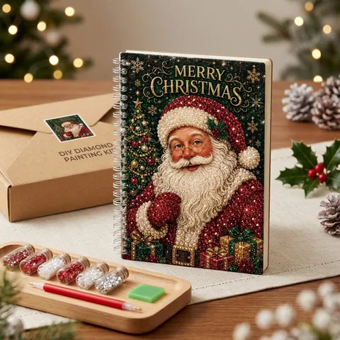 Kerst DIY Diamant Schilderij Notitieboek Met Strass Kunstparel Spiraalbinding Kerstman A5 Notitieboek Decoratie