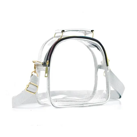 Transparante PVC Schoudertas Voor Dames Stadion Goedgekeurd Doorzichtige Crossbody Tas Met Voorvak En Verstelbare Riem