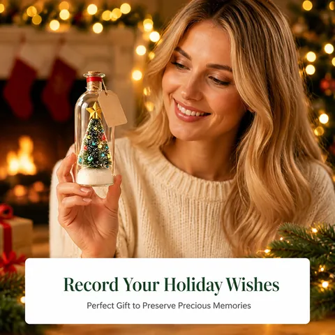 Christmas Tree Wishing Bottle LED Luminous Ornament With Voice Recording Simulation Snow Glass Plastic Festive Decor For Home