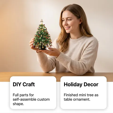 DIY Beaded Christmas Tree Kit Glass Beads Mini Christmas Tree Desktop Decoration Set For Handmade Festive Holiday Gift Decor