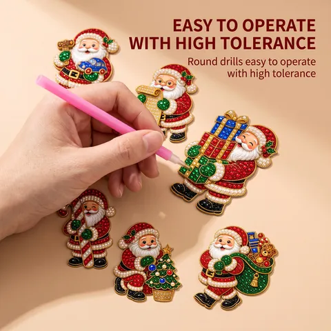 DIY Calamite da Frigo Pittura a Diamante Babbo Natale Acrilico Strass Adesivi Magnetici per Frigorifero Decorazioni Natalizie Casa