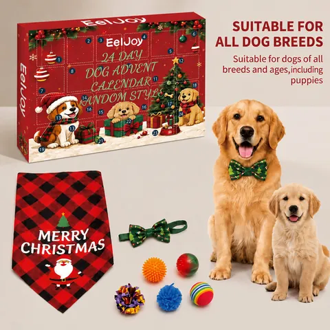 EelJoy 24 Dagen Honden Kerst Adventskalender Vakantie Aftellen Blind Box Huisdier Speelgoed Cadeauset Met Bandana Strikje Speelgoed
