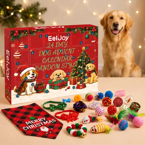 EelJoy 24 Dagen Honden Kerst Adventskalender Vakantie Aftellen Blind Box Huisdier Speelgoed Cadeauset Met Bandana Strikje Speelgoed