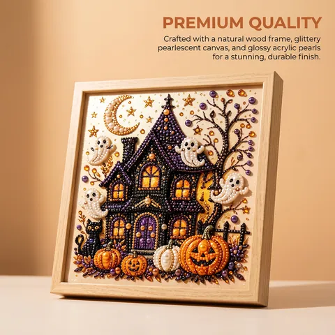 Halloween DIY Perlen Diamant Malerei Kunst Set Für Kinder Erwachsene Geist Kürbis Hexe Schloss Muster Holzrahmen Home Dekor