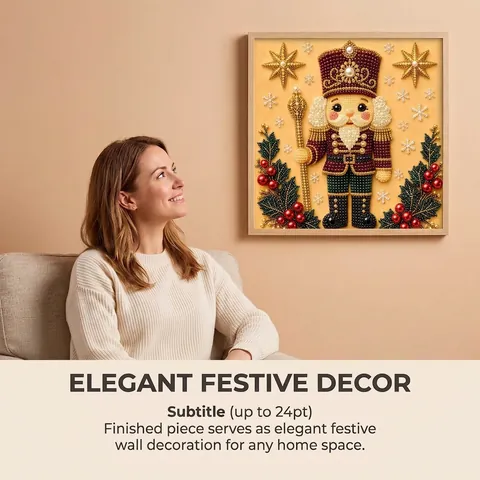 Christmas DIY 3D Pearl Painting Art Kit Nutcracker Soldier Mosaic Decor With Wood Frame Acrylic Plate Rhinestone Art
