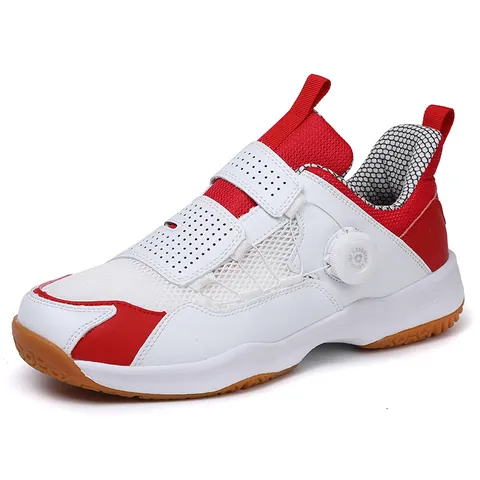 Professionelle Badmintonschuhe Herren Damen Atmungsaktiv Rutschfest Training Sportschuhe Kunstleder Mesh Drehverschluss Sneaker