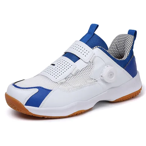 Professionelle Badmintonschuhe Herren Damen Atmungsaktiv Rutschfest Training Sportschuhe Kunstleder Mesh Drehverschluss Sneaker