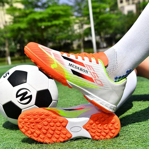 Soccer Shoes For Men Women Mesh Synthetic Leather Upper Rubber Sole Breathable Durable Turf Soccer Training Sports Shoes