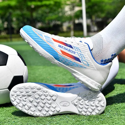 Soccer Shoes For Men Women Mesh Synthetic Leather Upper Rubber Sole Breathable Durable Turf Soccer Training Sports Shoes