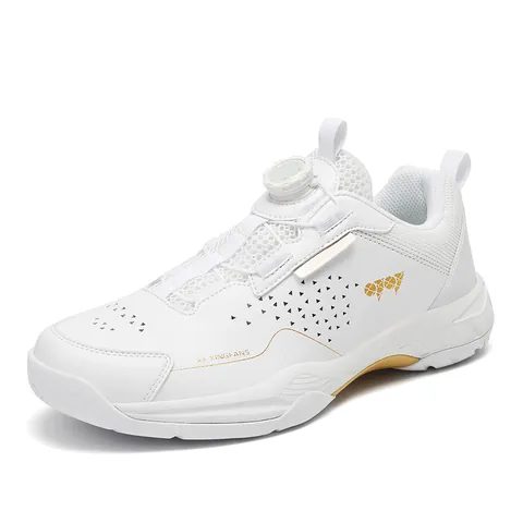 Professional Badminton Shoes For Men Women Rotating Buckle Volleyball Shoes Breathable Mesh Non-Slip Indoor Sports Sneakers