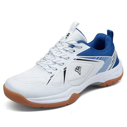 Chaussures de Badminton Professionnelles pour Hommes Respirantes Antidérapantes Sport Entraînement Mesh Cuir Synthétique Semelle Caoutchouc
