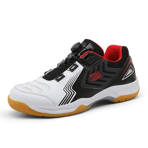 Chaussures de Badminton Professionnelles pour Hommes Avec Boucle Rotative Maille Cuir Synthétique Semelle en Gomme Tennis Baskets