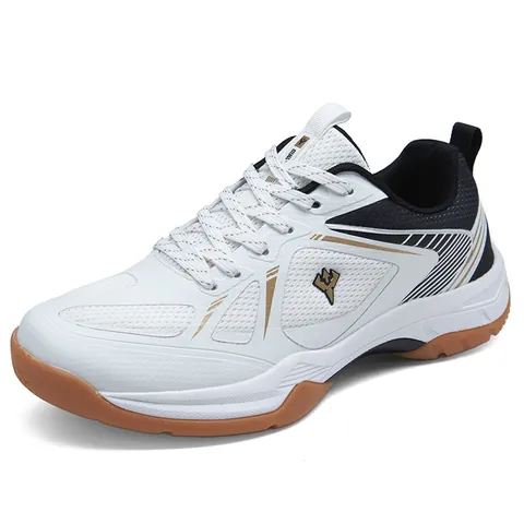 Chaussures de Badminton Professionnelles pour Hommes Respirantes Antidérapantes Sport Entraînement Mesh Cuir Synthétique Semelle Caoutchouc