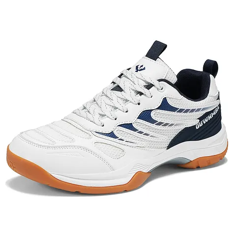 Chaussures de Badminton Professionnelles pour Hommes en PU Synthétique et Maille Semelle Caoutchouc Baskets de Sport en Salle Tennis