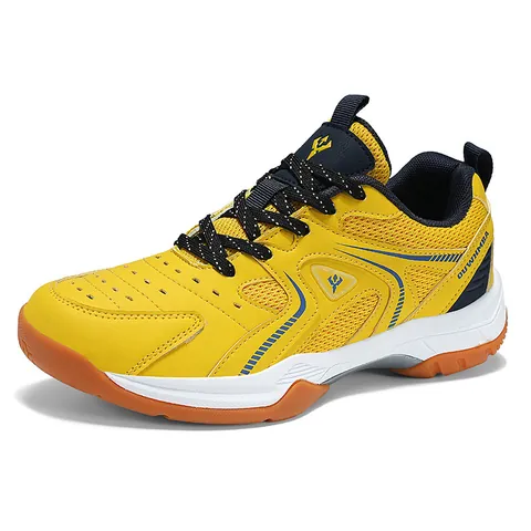 Chaussures de Badminton pour Hommes Respirantes en Cuir Synthétique et Maille Baskets Antidérapantes Résistantes à l'Usure Chaussures de Sport pour Hommes Adolescents